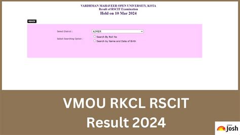 VMOU RSCIT Result 2024 OUT at rkcl.vmou.ac.in; Download .